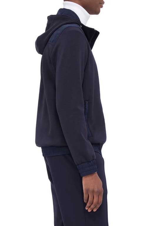 Bugatchi Hooded Long Sleeve Knit Top In Blue