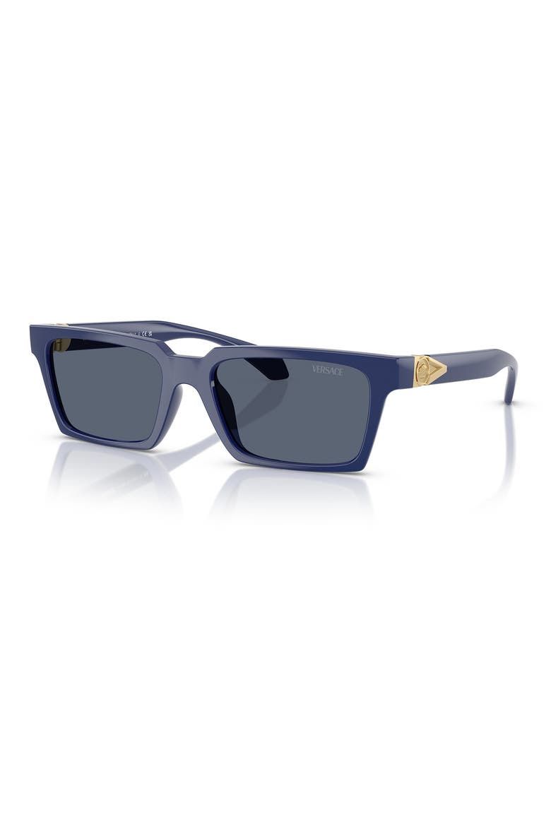 55mm Rectangular Sunglasses, Alternate, color, SOLID BLUE