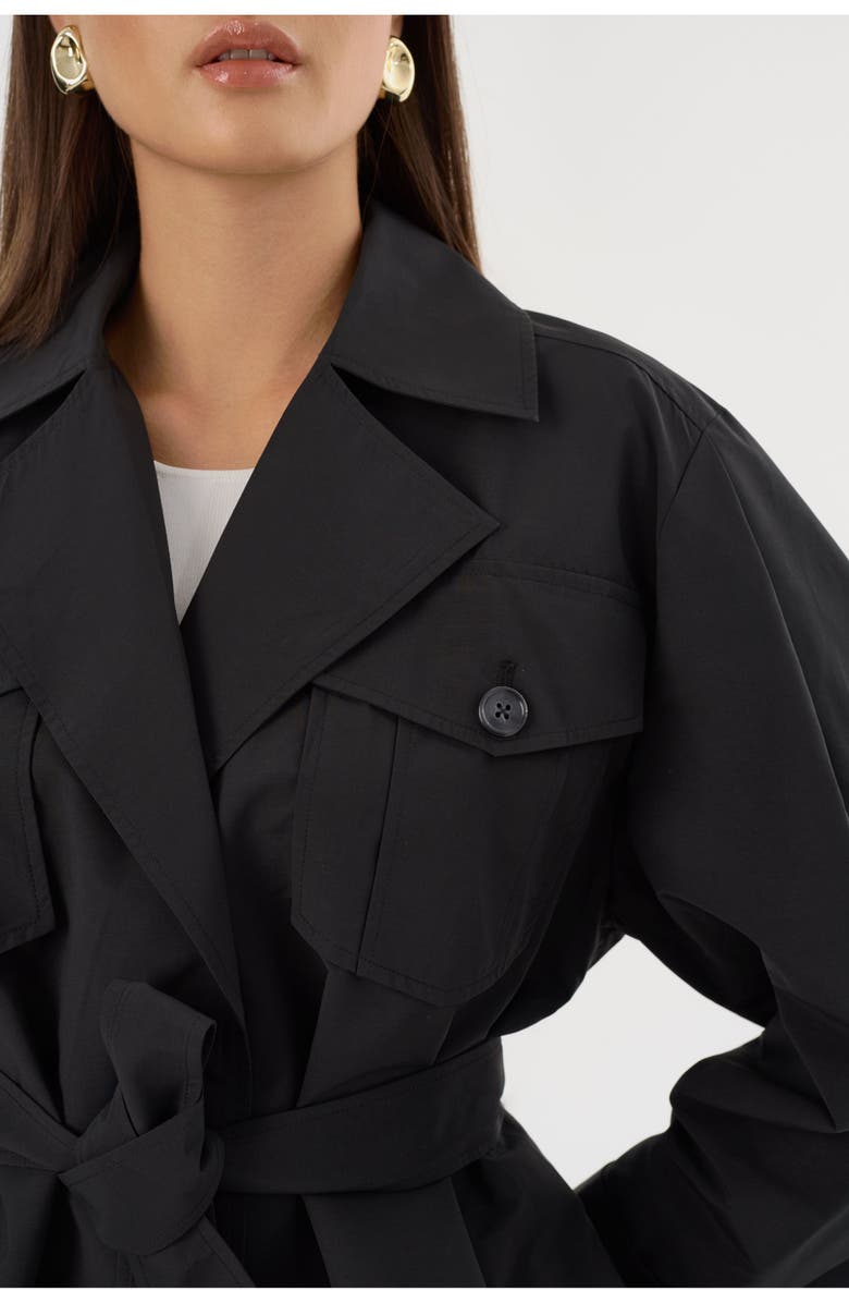 LAMARQUE Quinn | Cropped Trench Coat, Alternate, color, Black