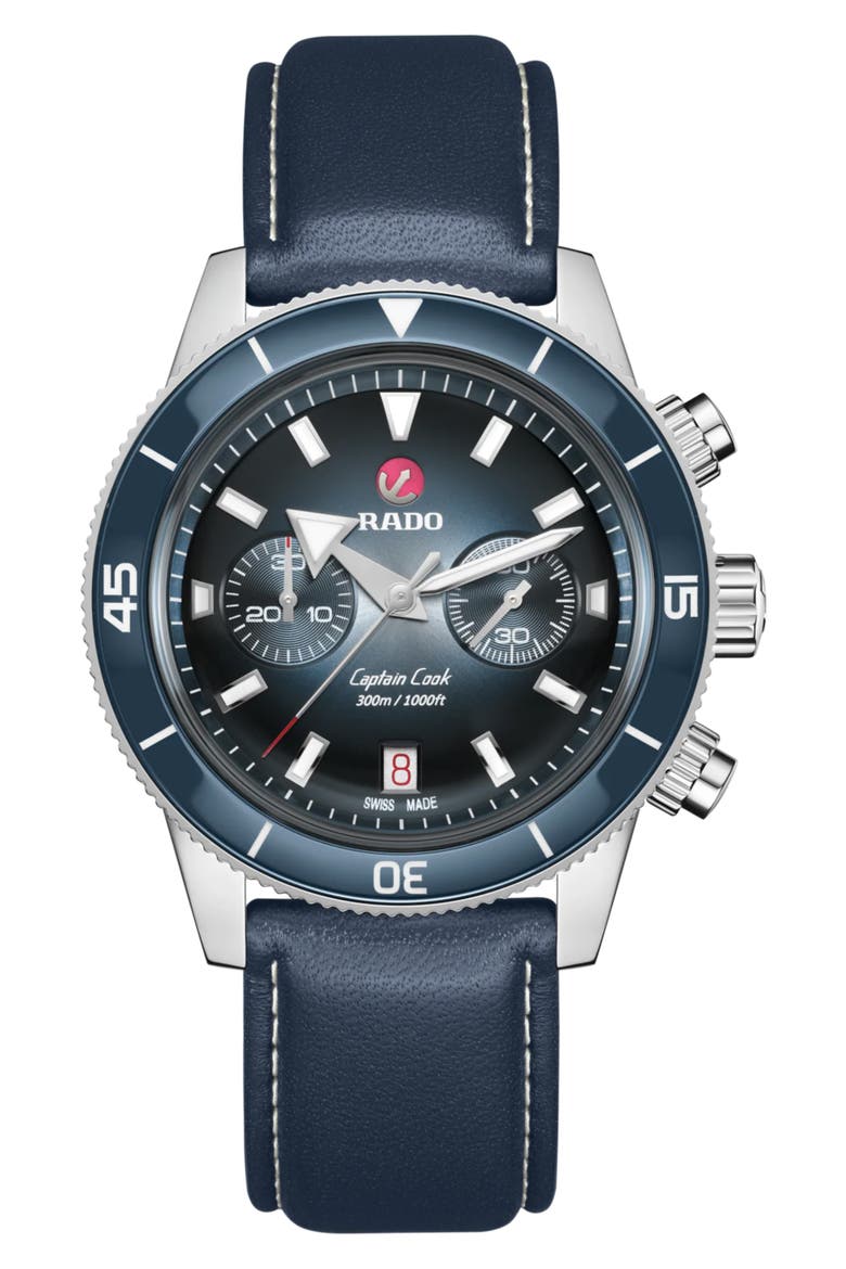 Capitan Cook Automatic Chronograph Bracelet Watch, 43mm, Alternate, color, BLUE