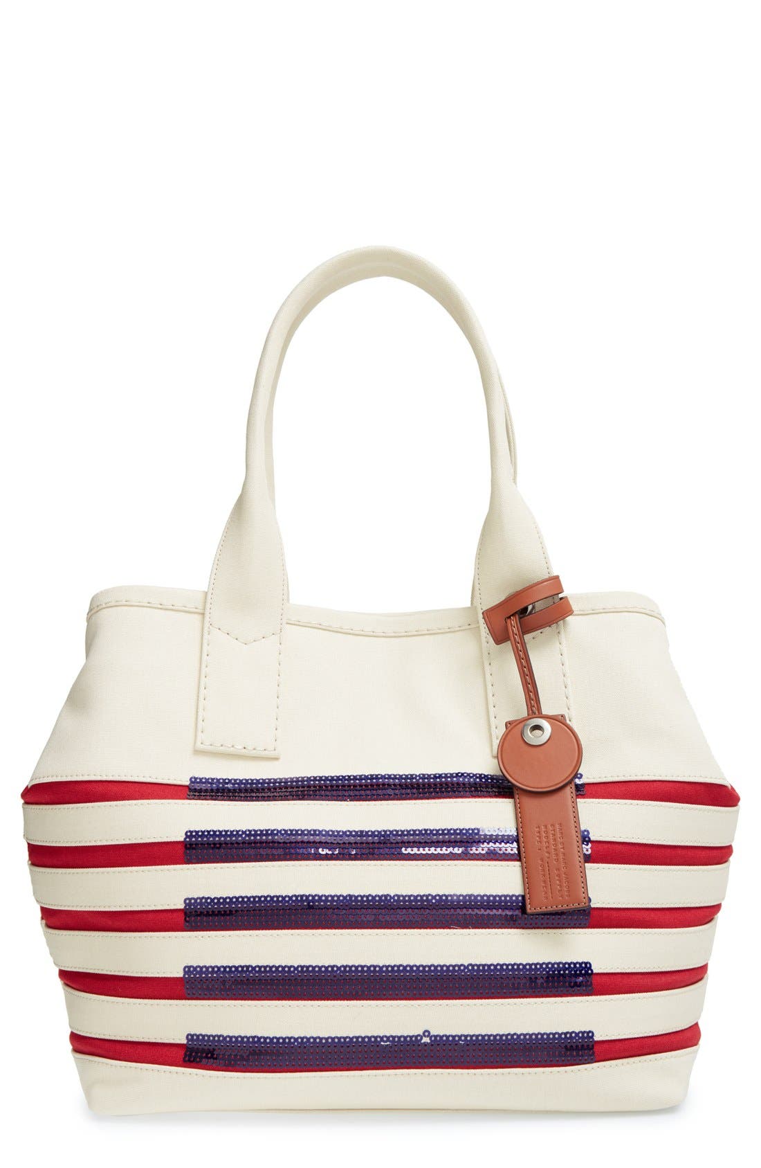MARC BY MARC JACOBS 'St. Tropez' Canvas Beach Tote, Main, color, ECRU WITH BRETON RED