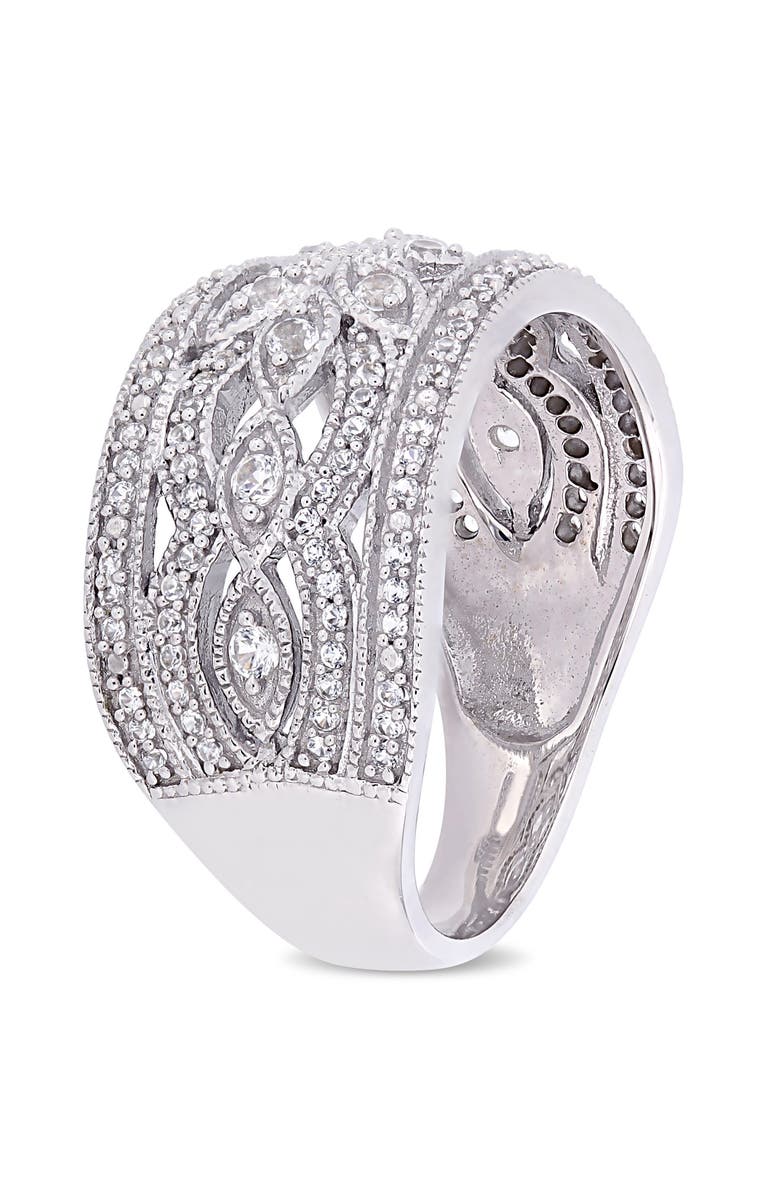 Julianna B. Created White Sapphire Filigree Ring, Alternate, color, 10K White Gold