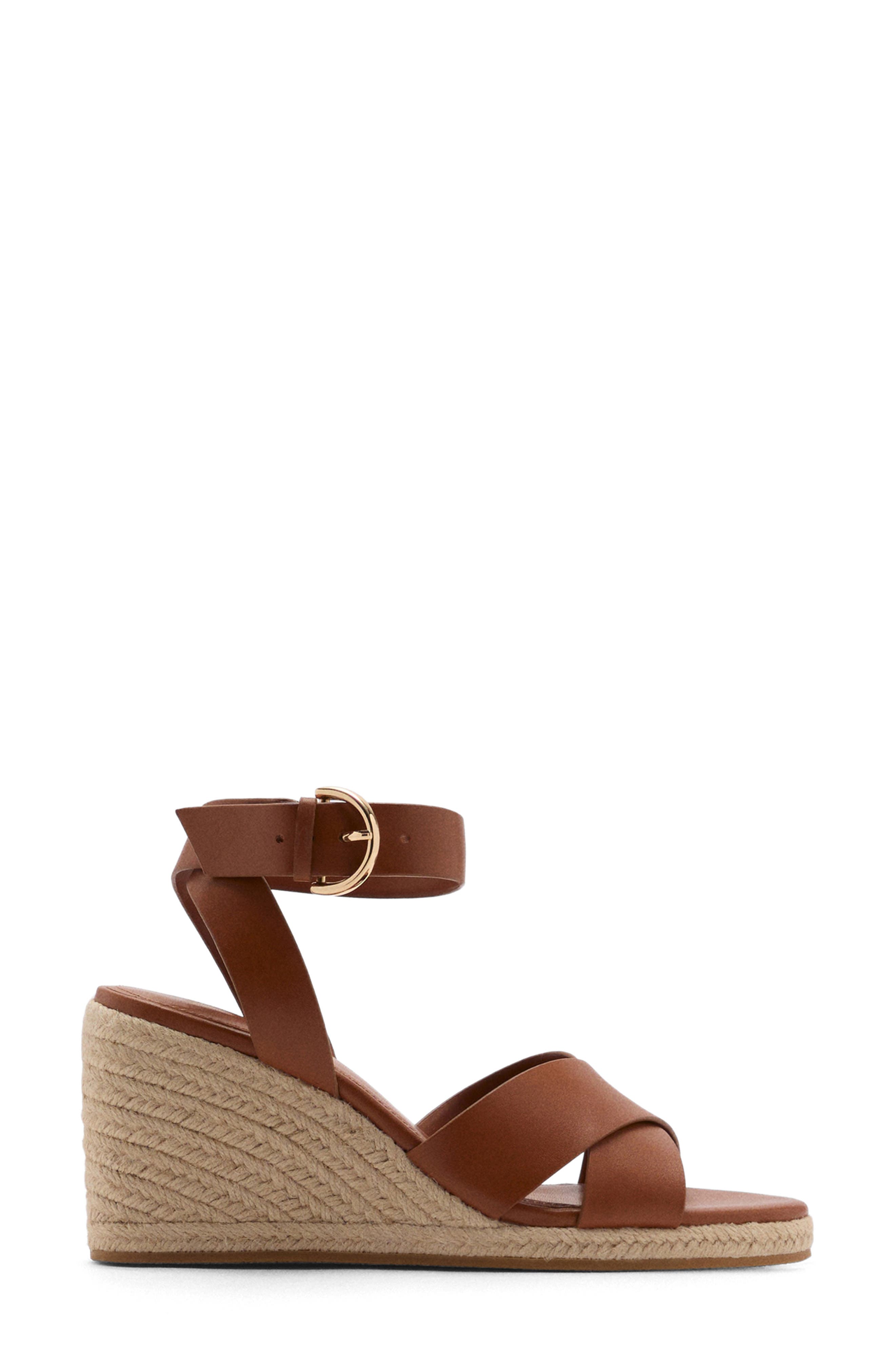 Ankle Strap Wedge Sandal, Alternate, color, LEATHER