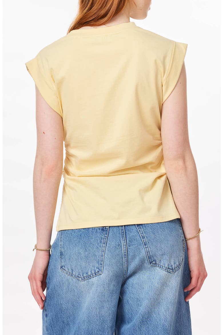 Cap Sleeve Side Slit Ruched Top, Alternate, color, REED YELLOW