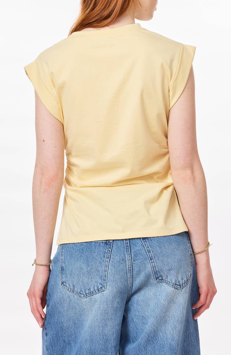Scotch & Soda Cap Sleeve Side Slit Ruched Top, Alternate, color, Reed Yellow