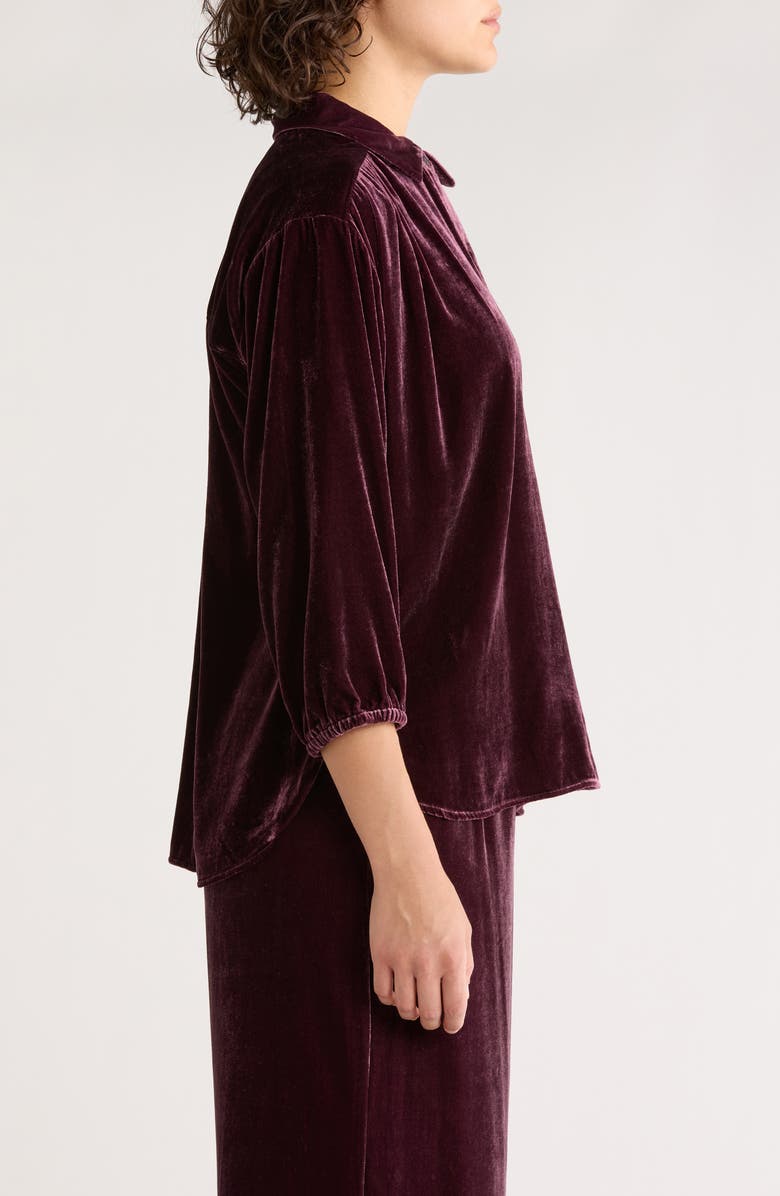 Marine Layer Bella Oversize Velvet Button-Up Shirt, Alternate, color, Fig