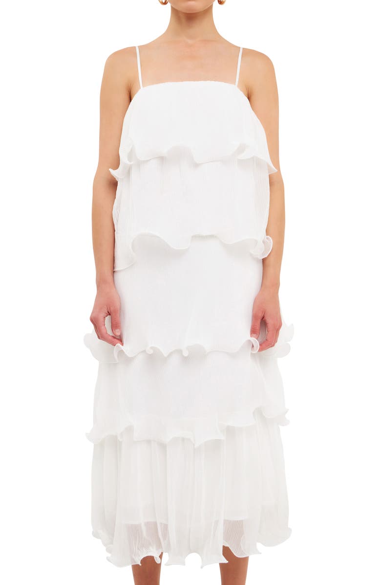 Endless Rose Ruffle Tiered Midi Dress, Alternate, color, White