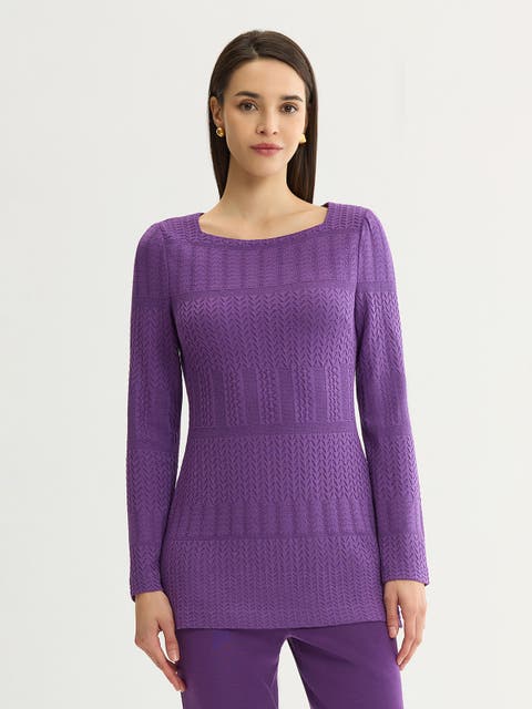 Tonal Multi Stitch Soft Knit Tunic