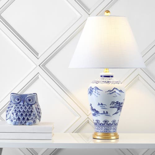 Jonathan Y Zhou Ceramic/iron Traditional Cottage Led Table Lamp In Blue/white