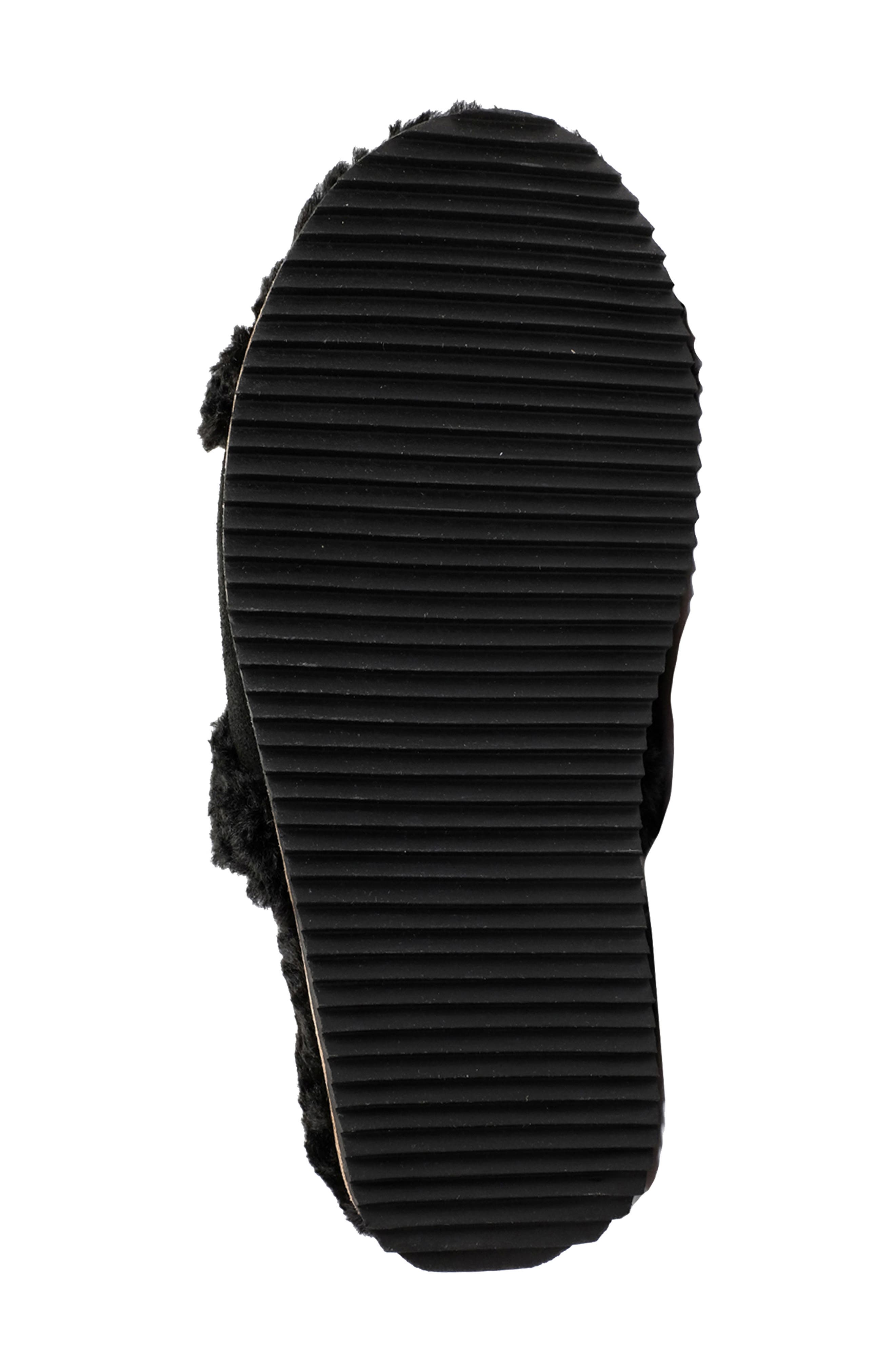 Clara Orthotic Faux Fur Lined Slide Slipper, Alternate, color, JET BLACK