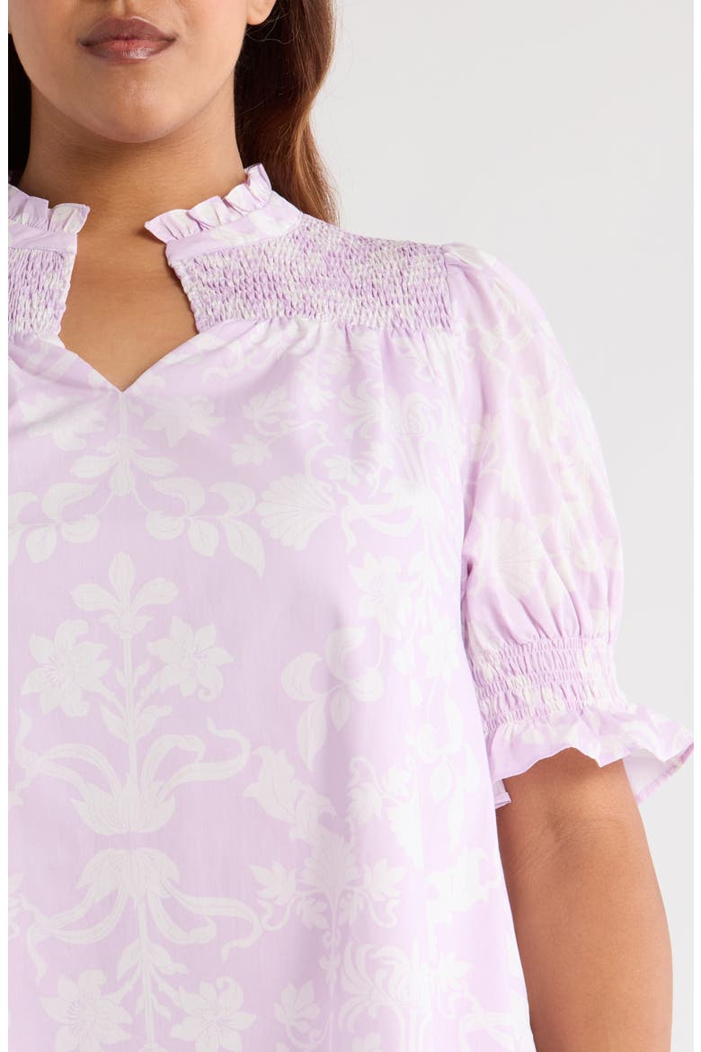 Emme Floral Print Cotton Shift Dress, Alternate, color, LAVENDER PURPLE/ WHITE