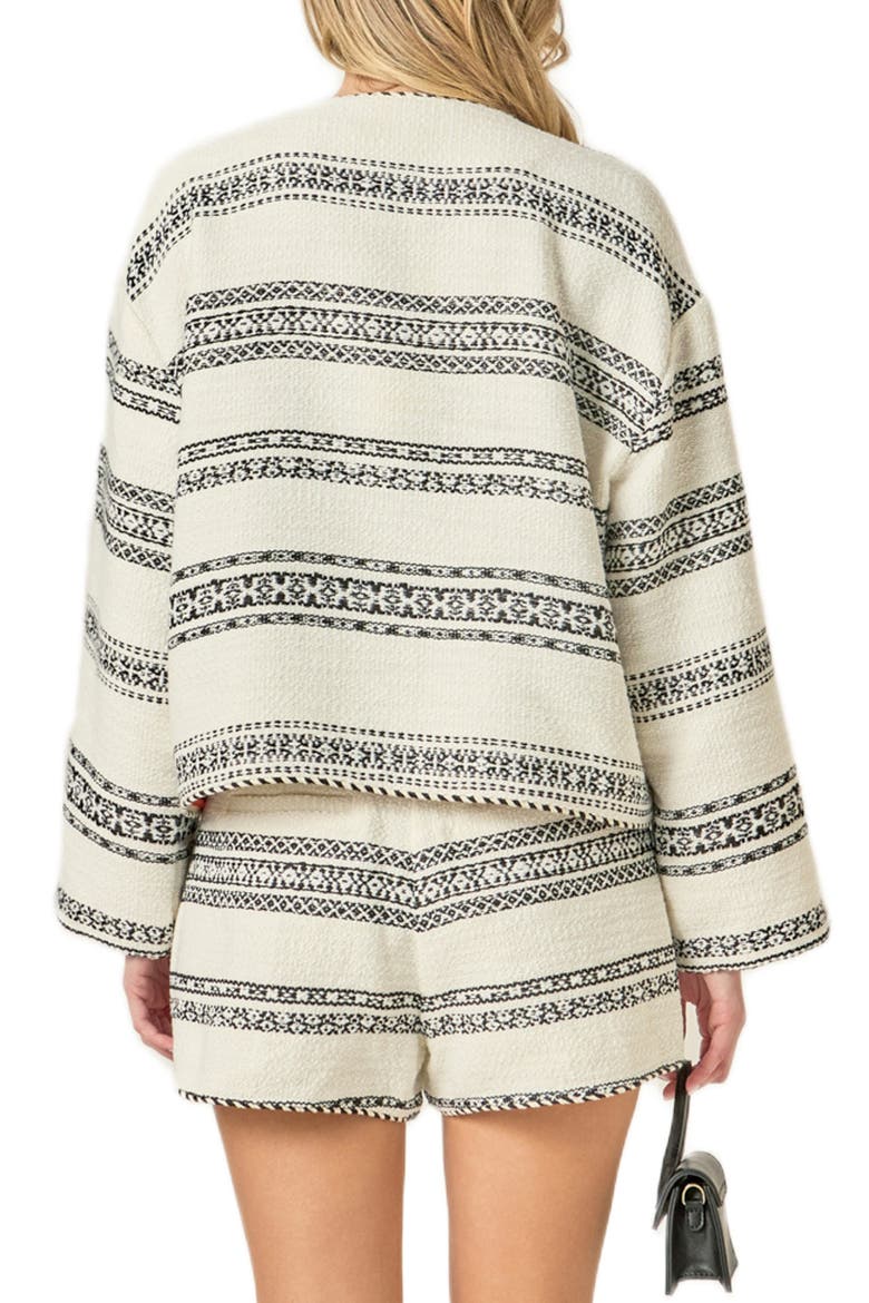 Stripe Tweed Cardigan, Alternate, color, WHITE/ BLACK