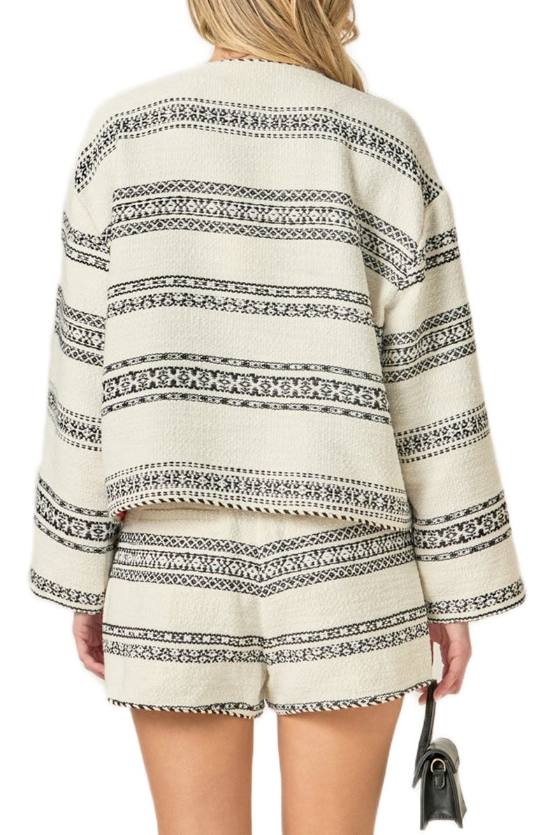 English Factory Stripe Tweed Cardigan, Alternate, color, White/ Black