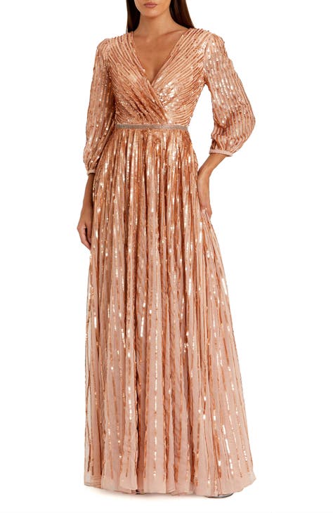 Mac Duggal Fabulouss - 5025F Sequined Three-Fourth Sleeves Long Gown main image 1