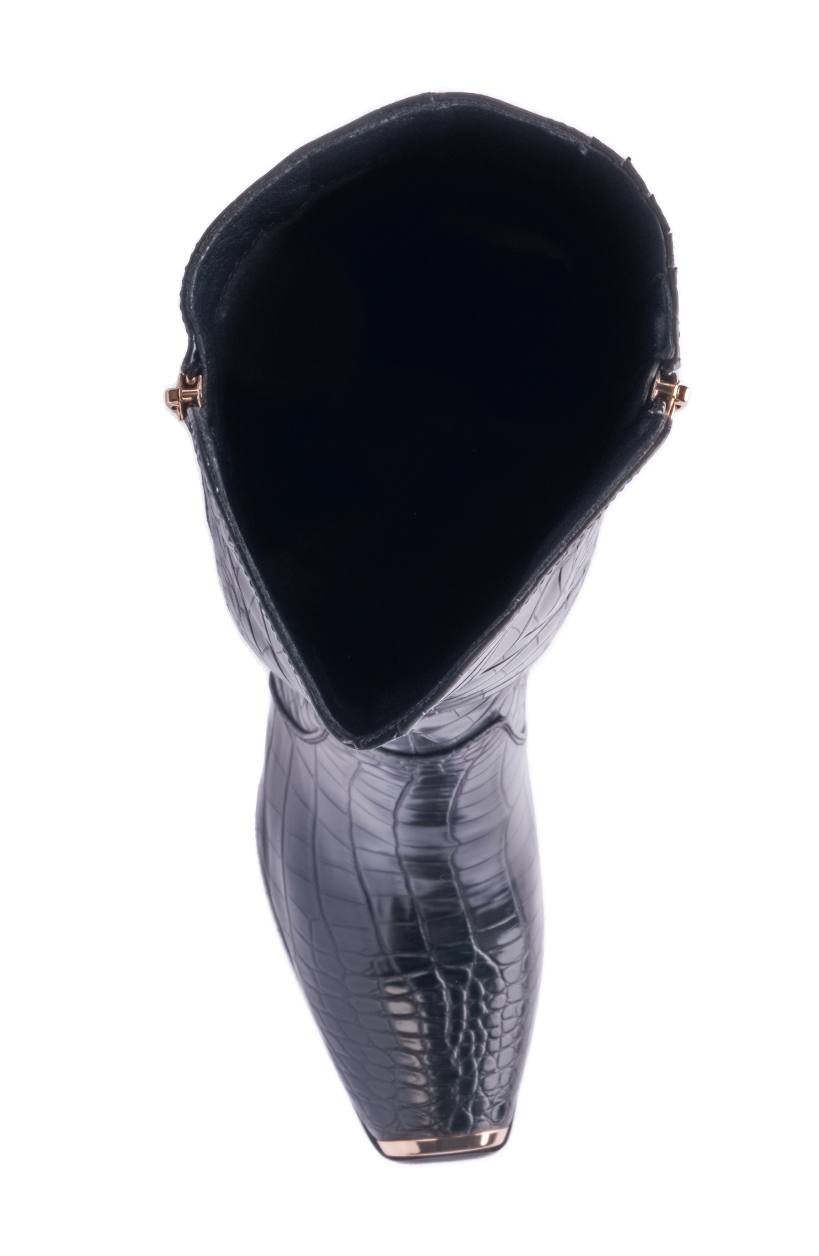 NINETY UNION London Croc Embossed Knee High Boot, Alternate, color, Black