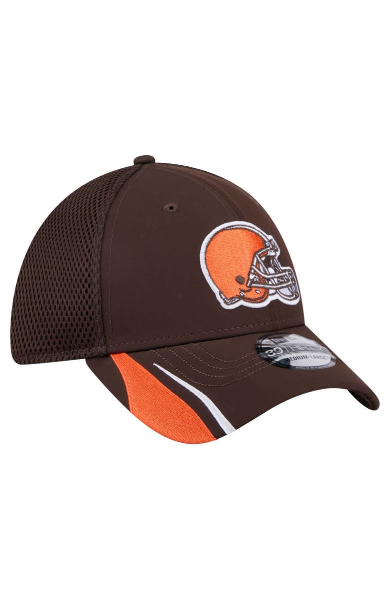 New Era Men's New Era Brown Cleveland Browns Game Day Linear 39THIRTY Flex Hat, Alternate, color,