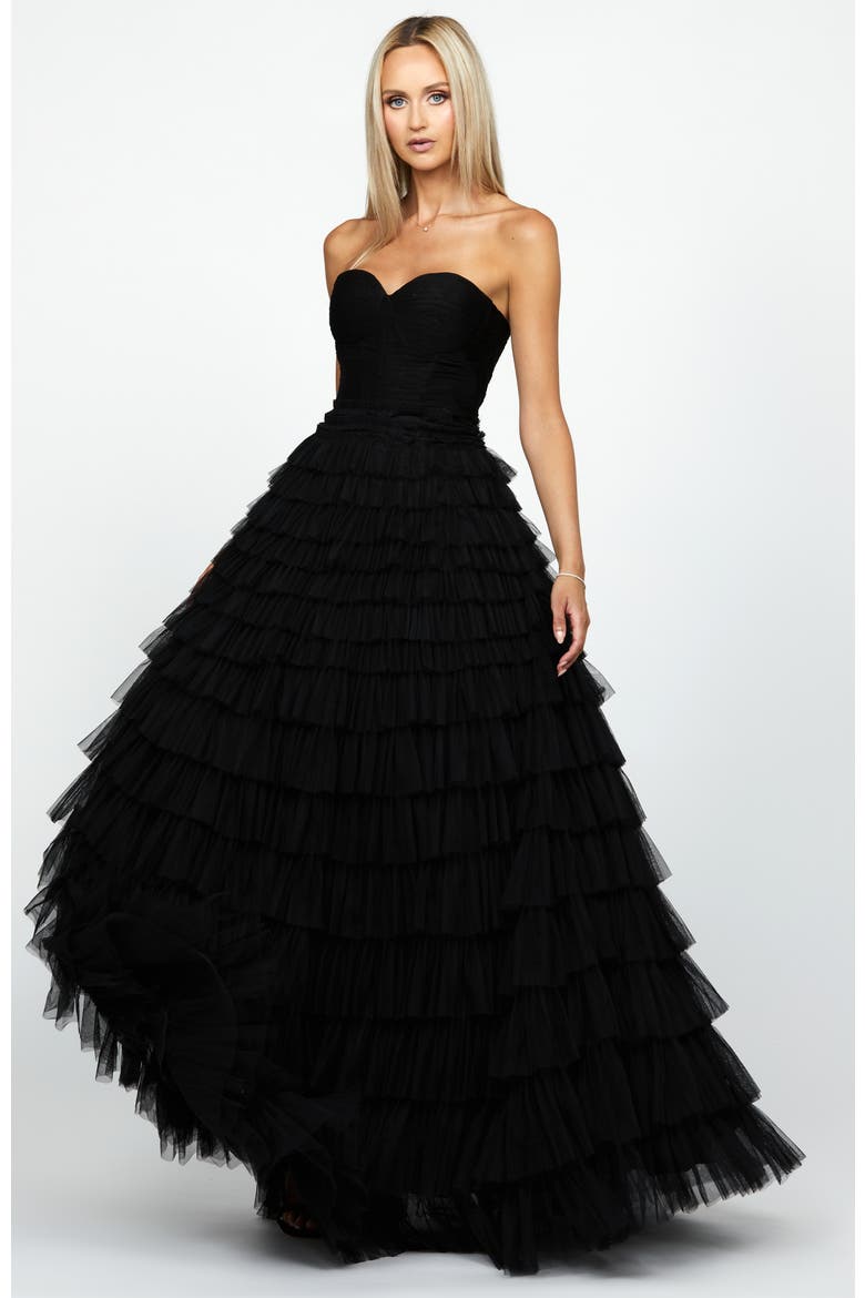 Serenity Sweetheart Strapless Ball Gown, Alternate, color, BLACK/BLACK