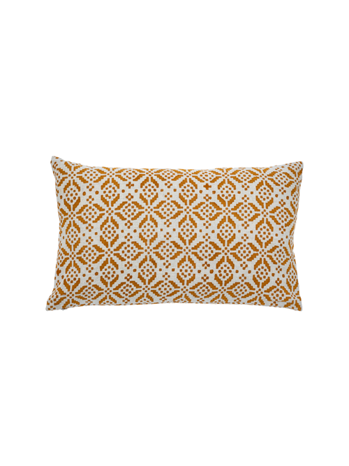 Alamwar Kodava Ochre Pillow Cover In Ochre