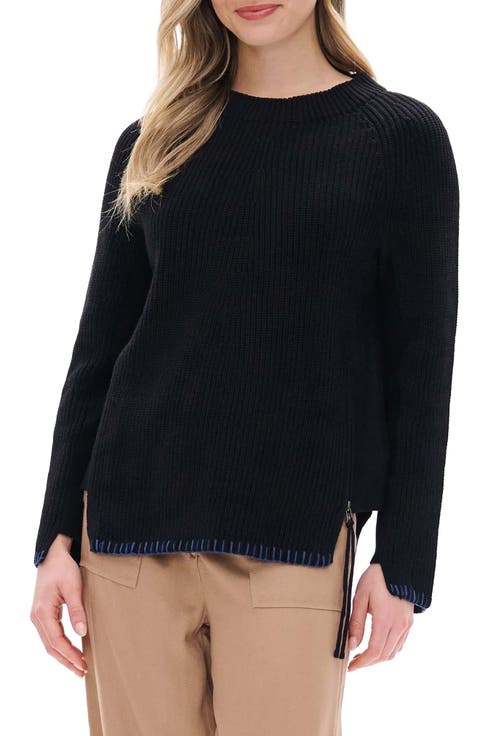 Side Zip Raglan Sweater