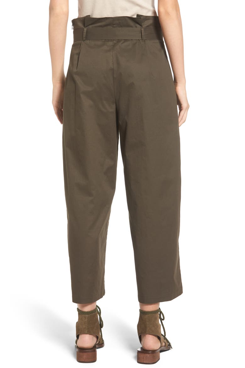 Paperbag Waist Wide Leg Pants, Alternate, color, BRINED OLIVE