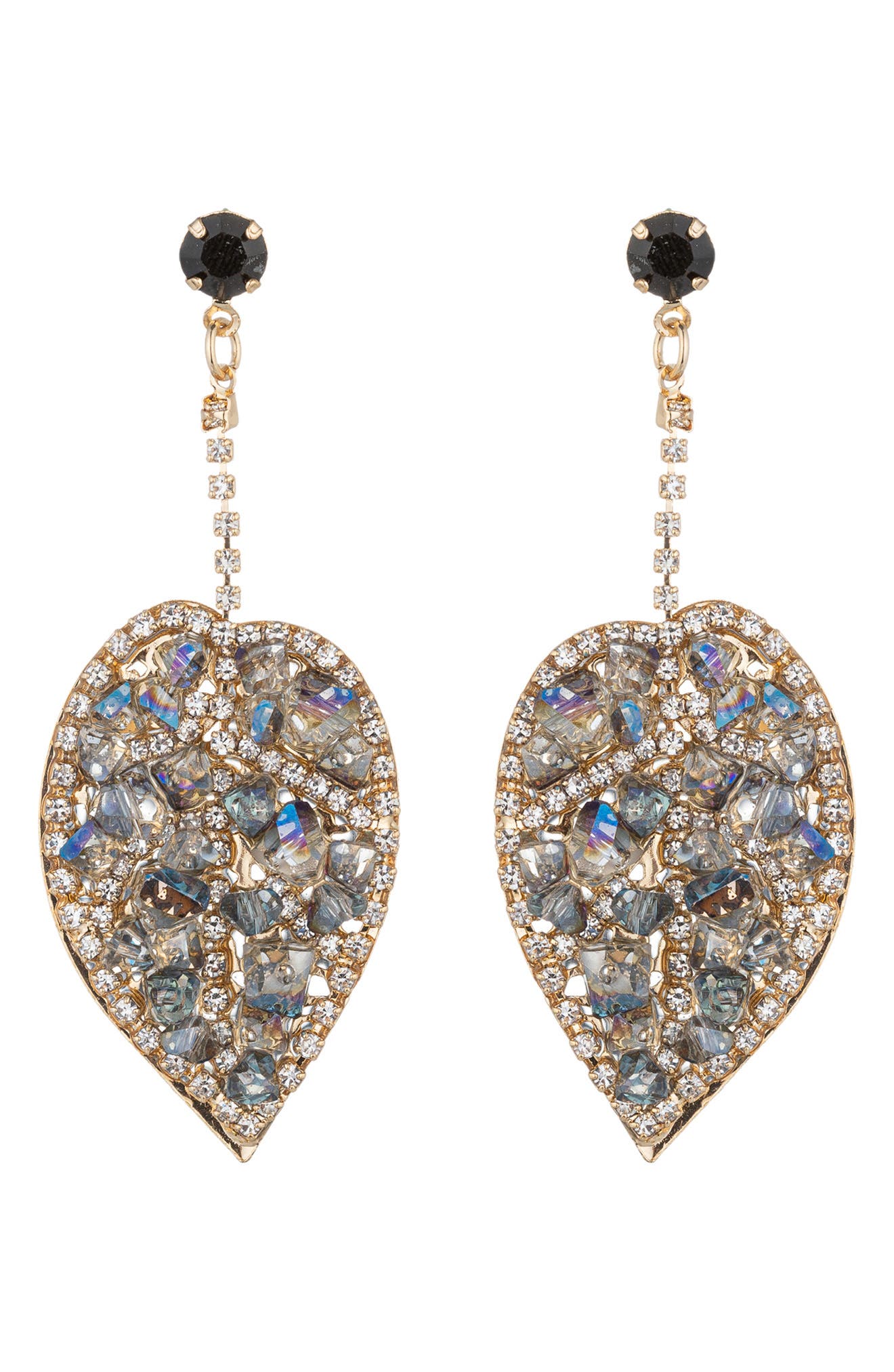 EYE CANDY LOS ANGELES Spring Leaf Crystal Drop Earrings