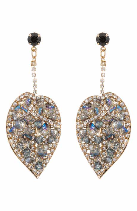 EYE CANDY LOS ANGELES Spring Leaf Crystal Drop Earrings