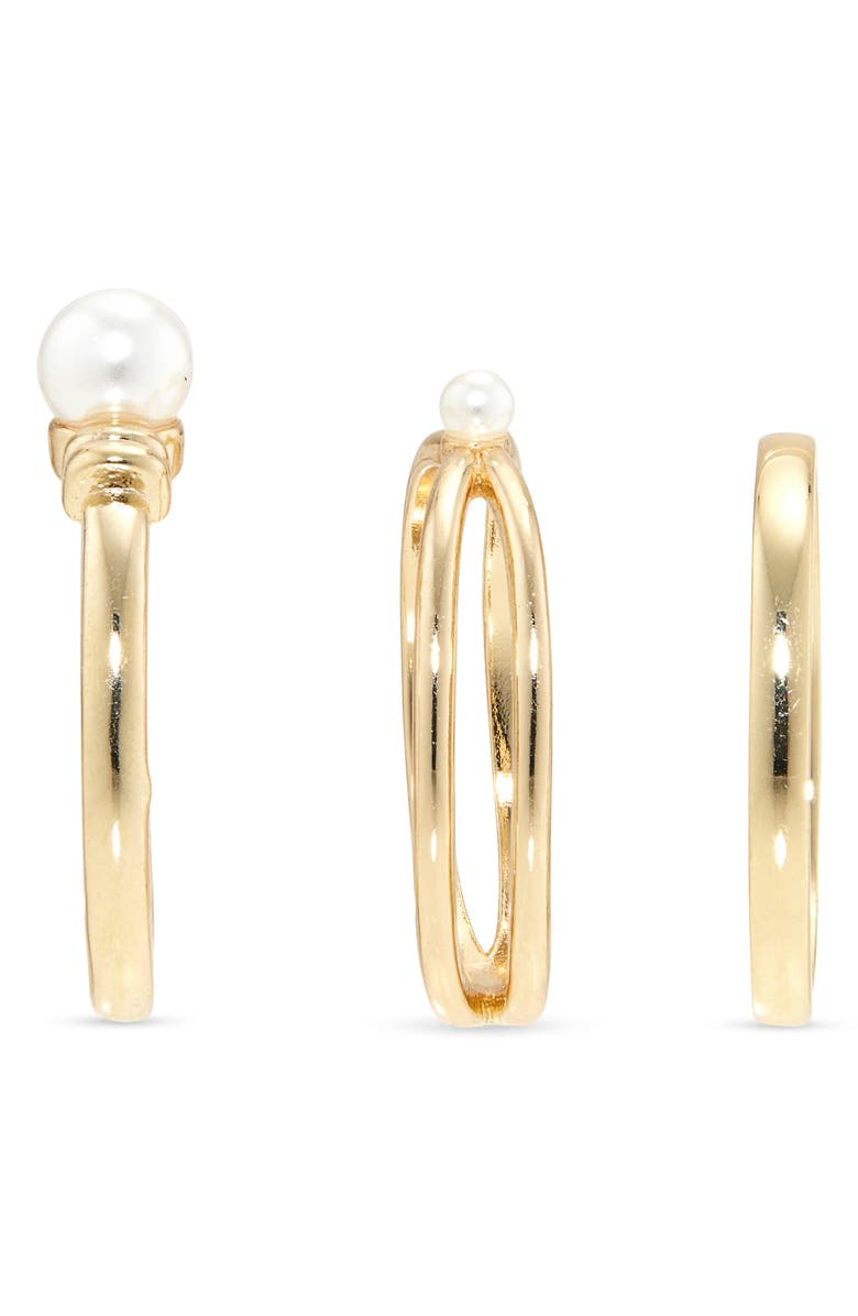 NORDSTROM RACK Set of 3 Faux Pearl Stackable Rings, Alternate, color,
