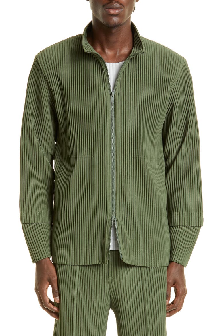 Cargo Pleated Bomber Jacket, Main, color, LIGHT CEDAR GREEN