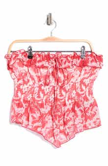 Madden Girl Floral Smocked Convertible Strapless Crop Top
