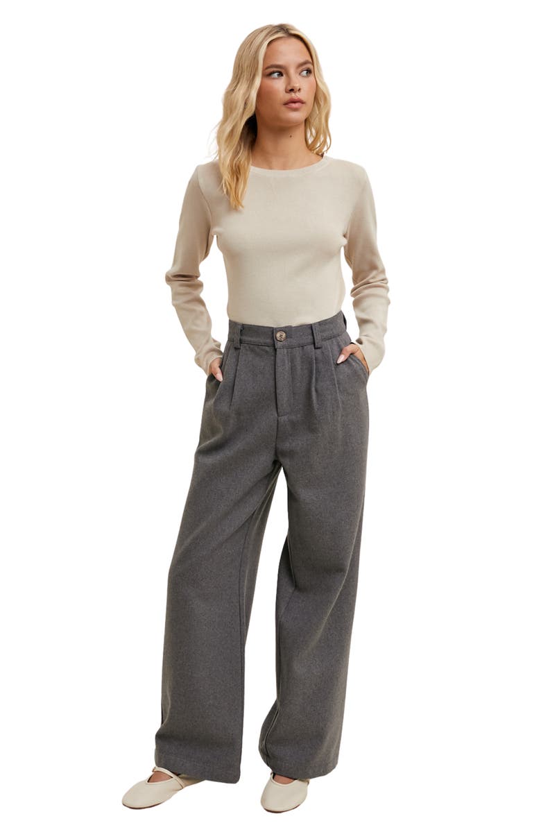 WISHLIST Pleated Wide Leg Trousers, Alternate, color, Charcoal