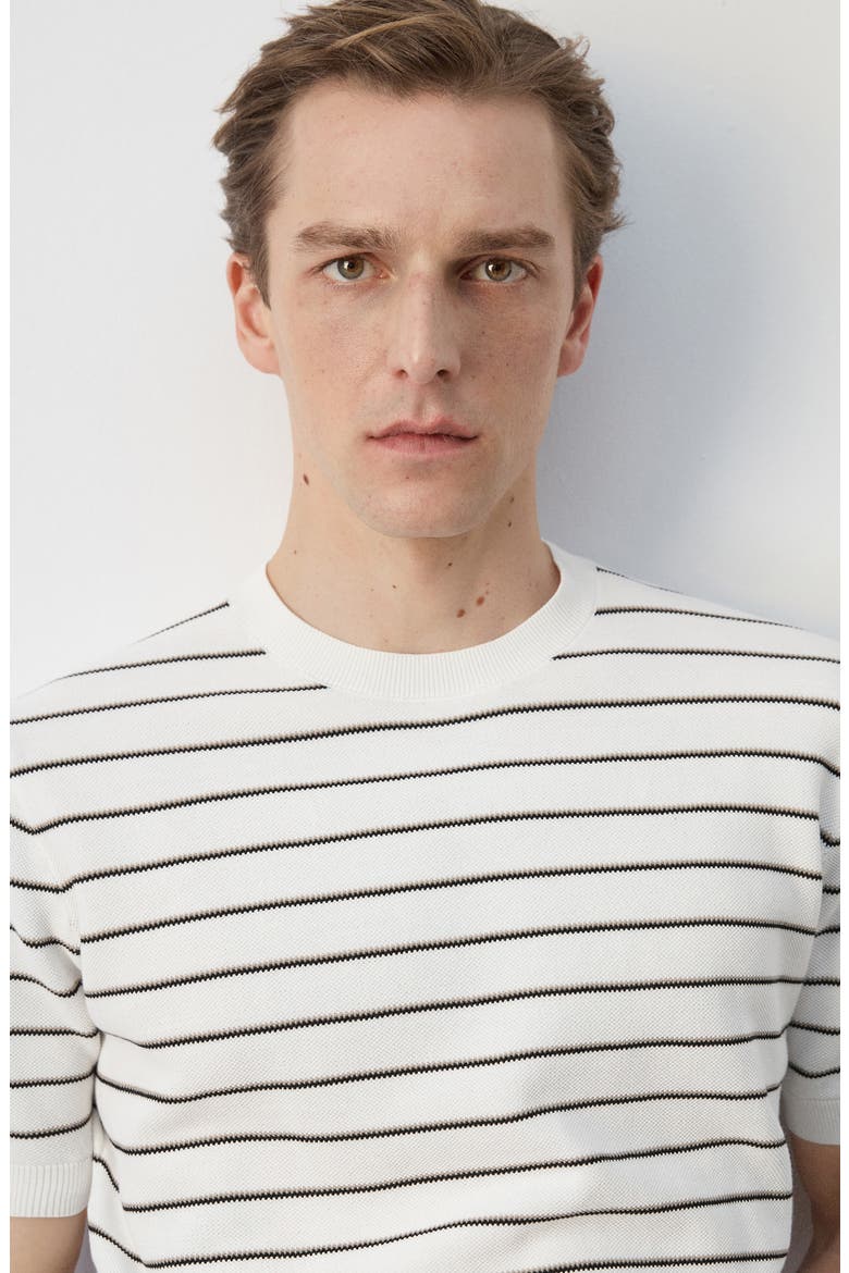 Stripe Cotton Knit Shirt, Alternate, color, OFF WHITE
