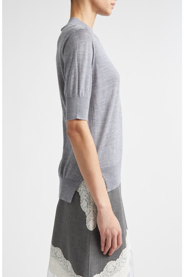 Seamless Short Sleeve Cashmere, Wool & Silk Sweater, Alternate, color, PEBBLE