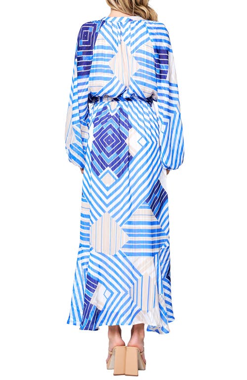 CIEBON CIEBON GAELEY PRINT TIE WAIST LONG SLEEVE MAXI DRESS