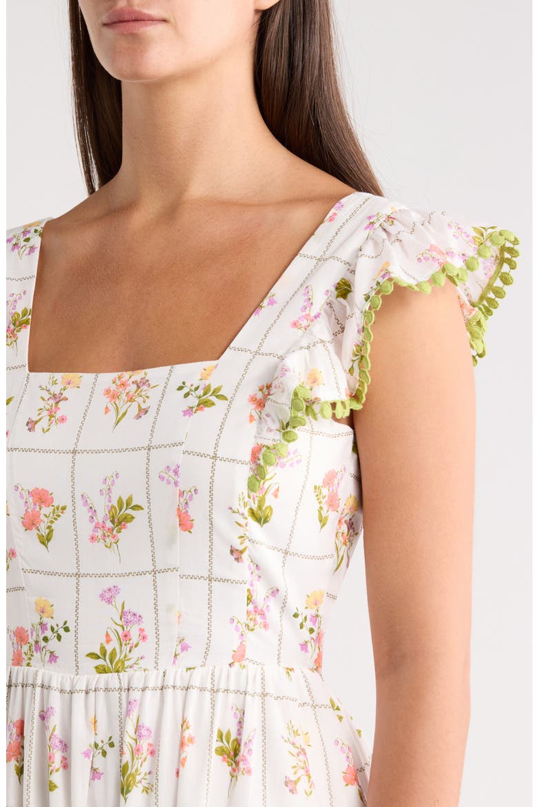 Diane Floral Maira Tie Back Midi Sundress, Alternate, color, CORAL-MUL