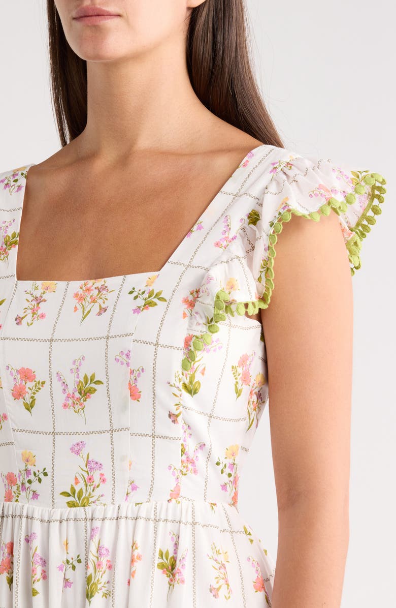 SUGARLIPS Diane Floral Maira Tie Back Midi Sundress, Alternate, color, Coral-Mul