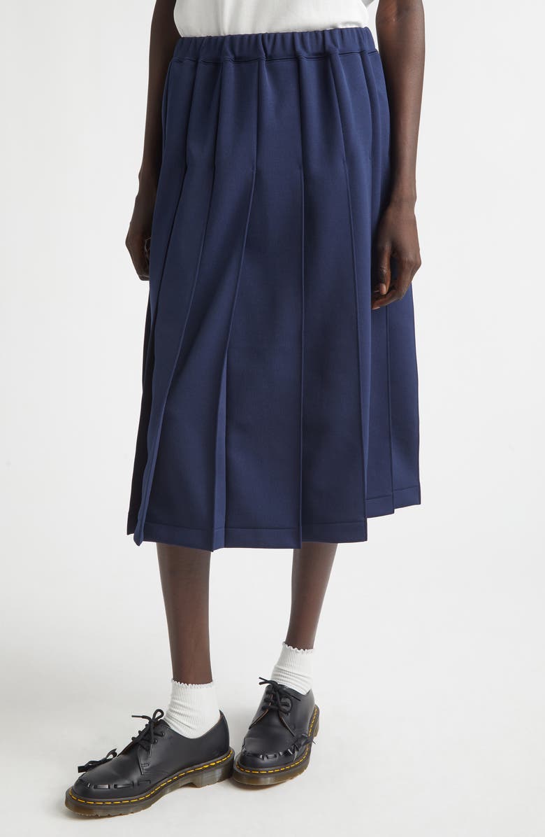 Comme des Garçons Girl Pleated Jersey Midi Skirt, Alternate, color, Navy