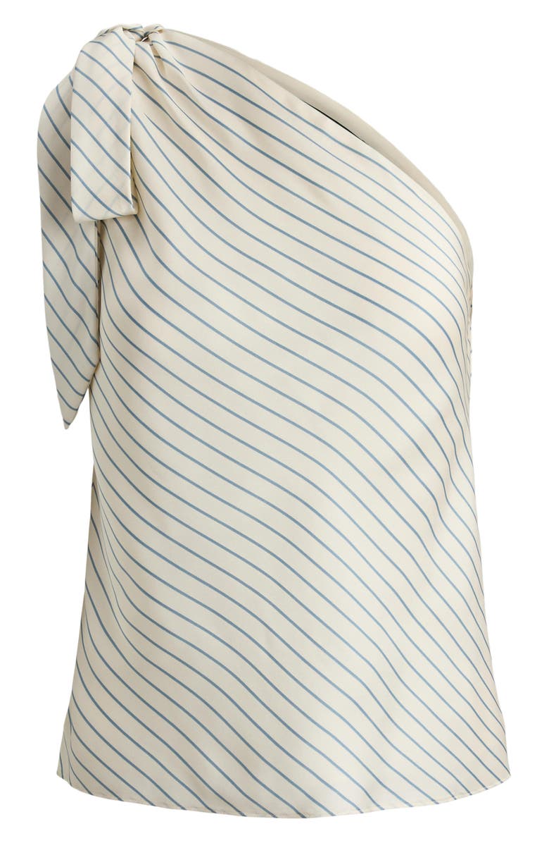 Lauren Ralph Lauren Stripe One-Shoulder Twill Top, Alternate, color, Cream/ Blue