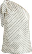 Lauren Ralph Lauren Stripe One-Shoulder Twill Top