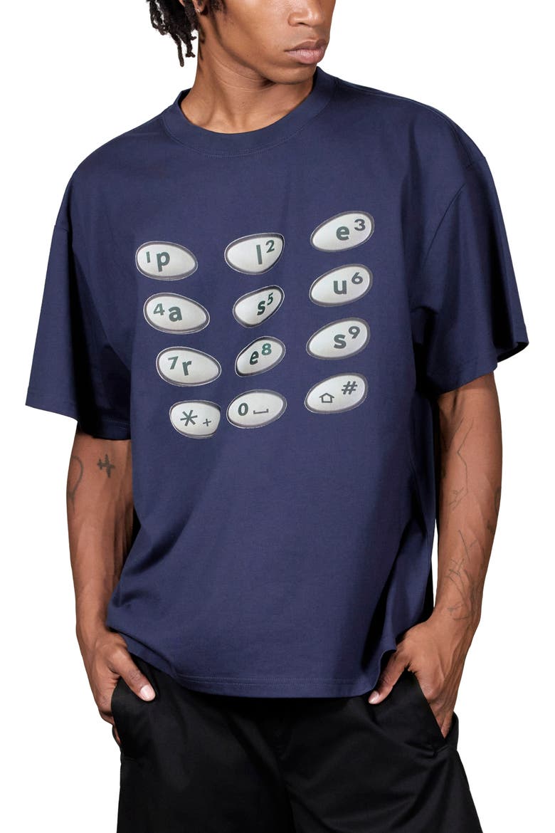 Buttons Graphic T-Shirt, Main, color, NAVY