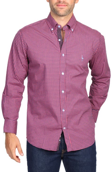 Regular Fit Gingham Stretch Button-Down Shirt