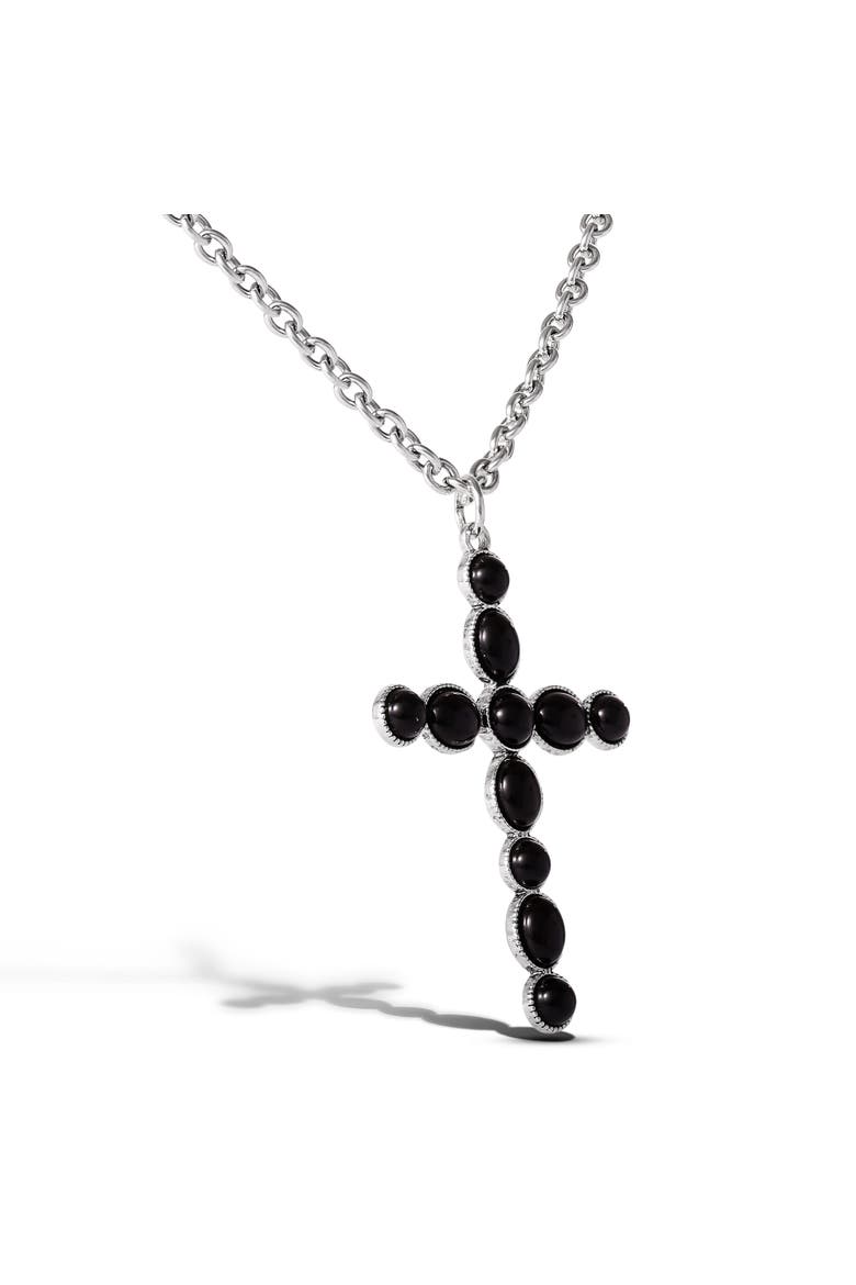 Ox Silver Black Cross Necklace, Alternate, color, Black/Silver