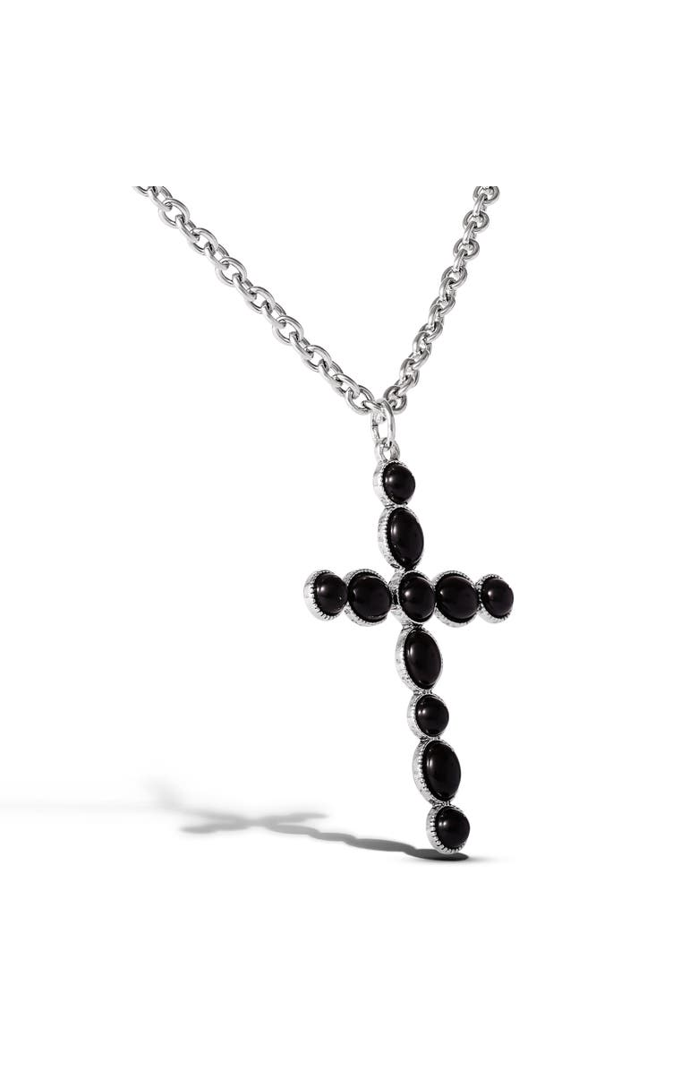 Jessica Simpson Ox Silver Black Cross Necklace, Alternate, color, Black/Silver