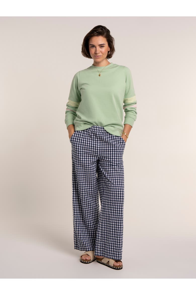 Gingham Wide Leg Aitana Trousers, Alternate, color, Black