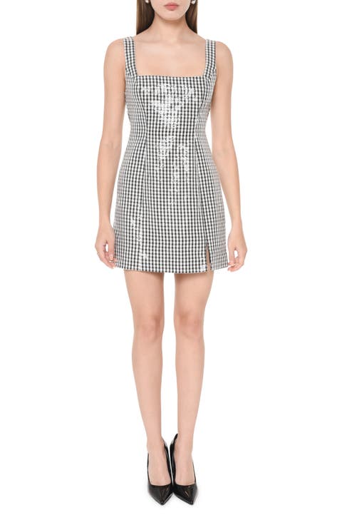 Icon Sequin Gingham Minidress