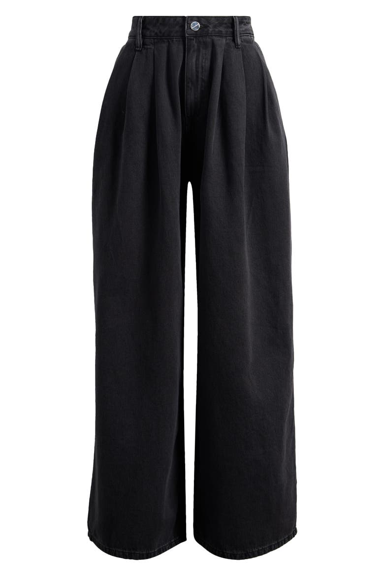 Axis Pleated Wide Leg Jeans, Main, color, BLACK