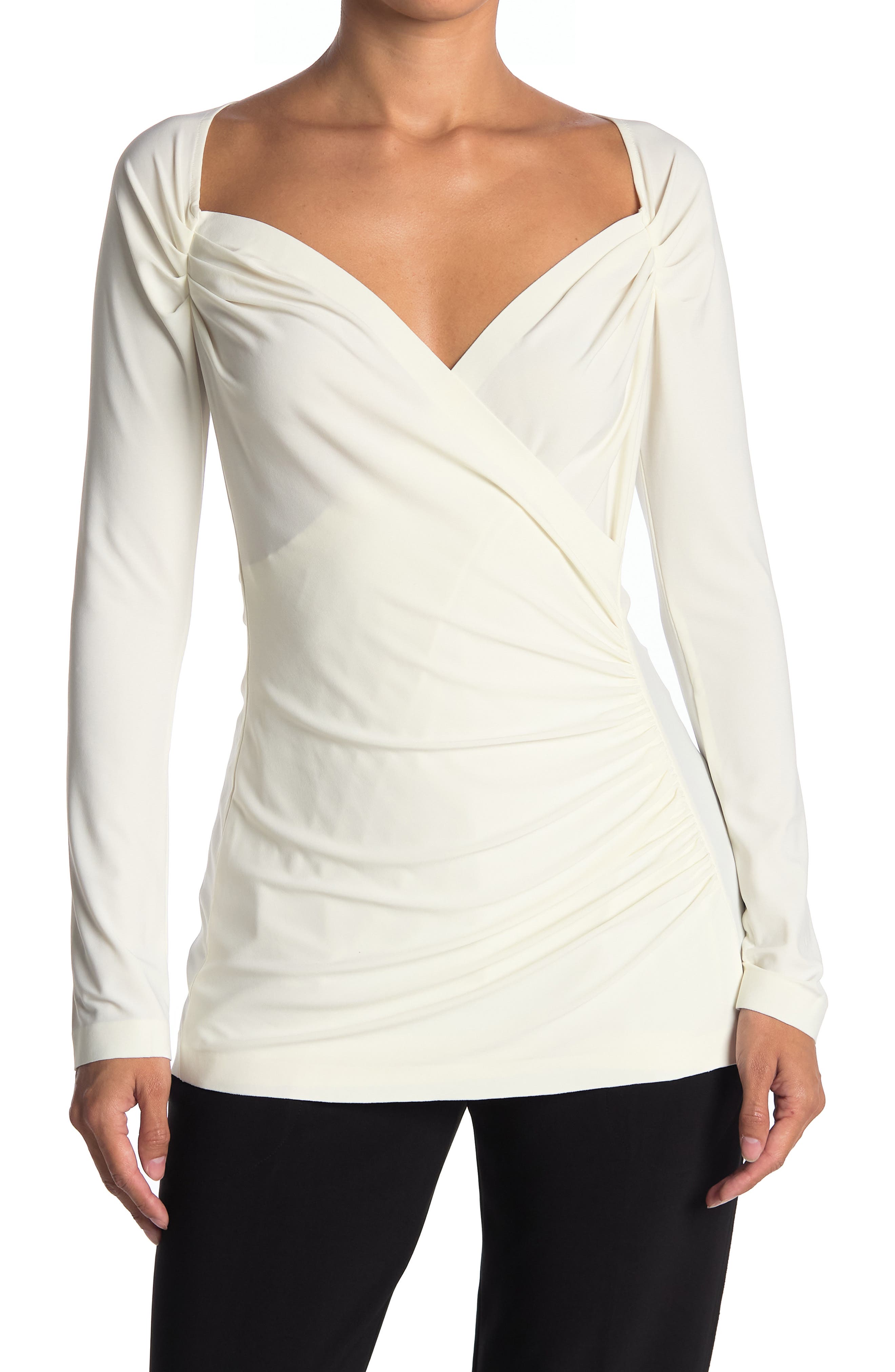 Norma Kamali Long Sleeve Sweetheart Neck Blouse (Women) | Nordstromrack