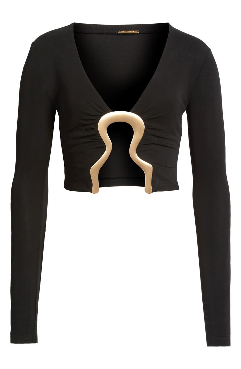 Cult Gaia Laia Embellished Cutout Crop Top, Alternate, color, Black