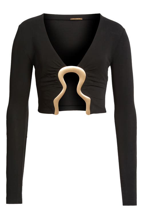 Cult Gaia Laia Embellished Cutout Crop Top In Black