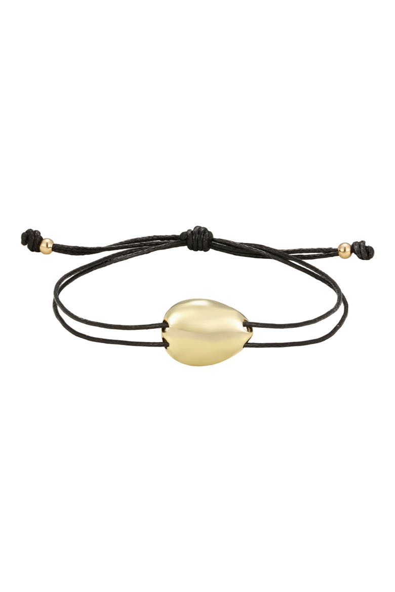 14K Gold Plated Pebble Cord Slider Bracelet, Alternate, color, BLACK/ GOLD