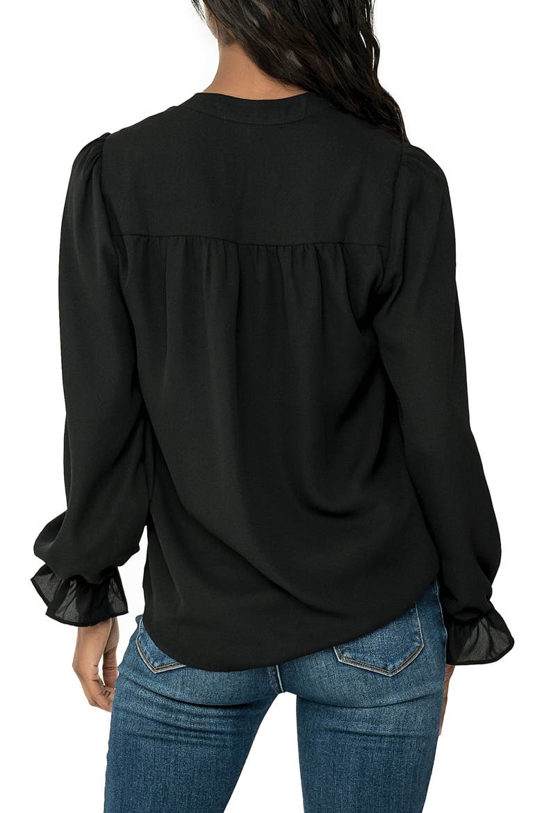 Ruffle Sleeve Blouse, Alternate, color, BLACK